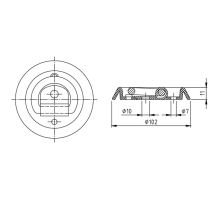 Surface-mounted lashing ring 300 daN O100 × 11 mm, O6 mm ring, zinc plated / plastic (1)