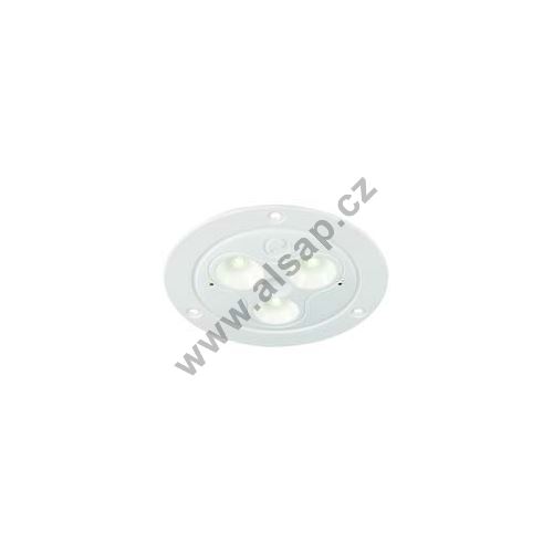 Aluminum light 3 LED, recessed O160mm, plastic RAL 9010, 12/24V, 565lm