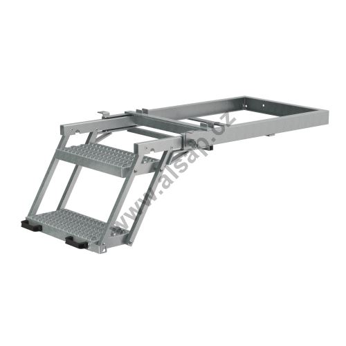 Retractable step 2-4 levels with handrails, galvanized, 3D non-slip