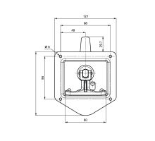 Recessed latch/lock with folding handle 120×124 mm, stainless steel / zinc, with padlock (4)