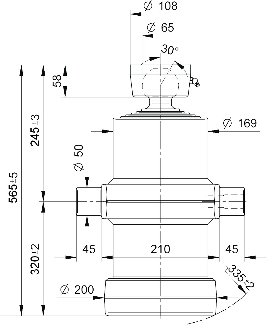 Hydraulický válec typ S, 1870/5/169/ L1 565 mm, 16t, 180 bar