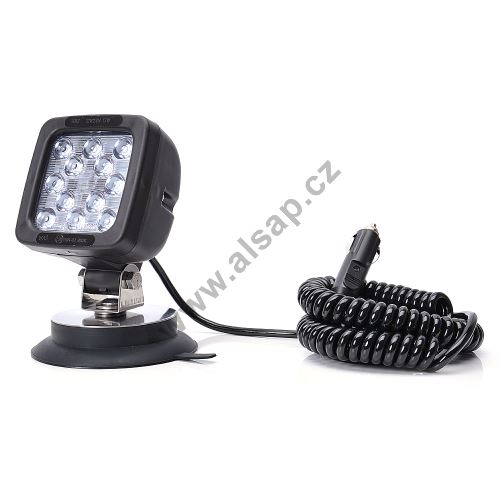 Work light 12 LED 1750lm / 17W, W82 black with switch and magnet, spiral cable 7m (2)