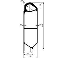 Top profile for tipper dropside 200x40/60 mm, with hole o30 mm (1)