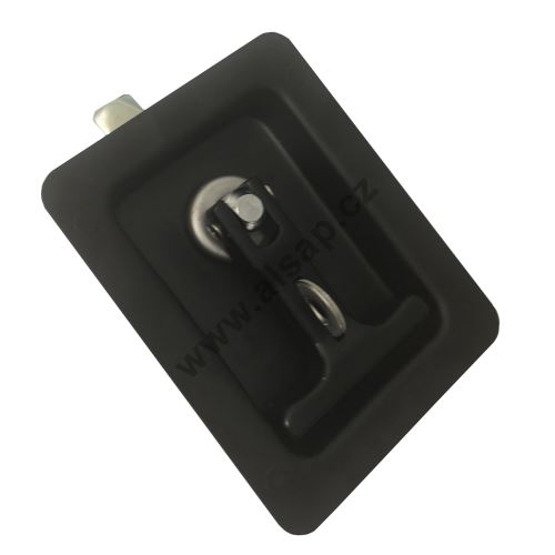 Recessed lock with folding handle, 140x110 mm, black, striker aligned with handle axis