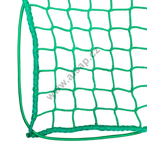Cover net, mesh size 45x45, thickness 3 mm, green, with a perimeter rubber cord 6 mm