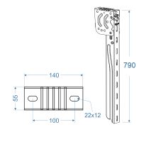 Bracket for side underrun protection, w=55mm, l=430-790mm, Magnelis®, E11 cert., TAKLER (1)