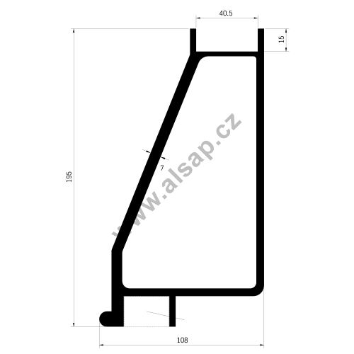 Frame profile 195 mm for 40 mm