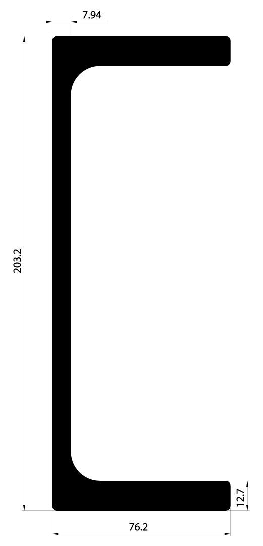 Profil u 203,2x76,2 mm