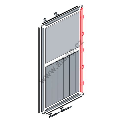 Pantový profil vrat 5 pant, 3150 mm, hliník, rozteč pantů 570 mm (1)