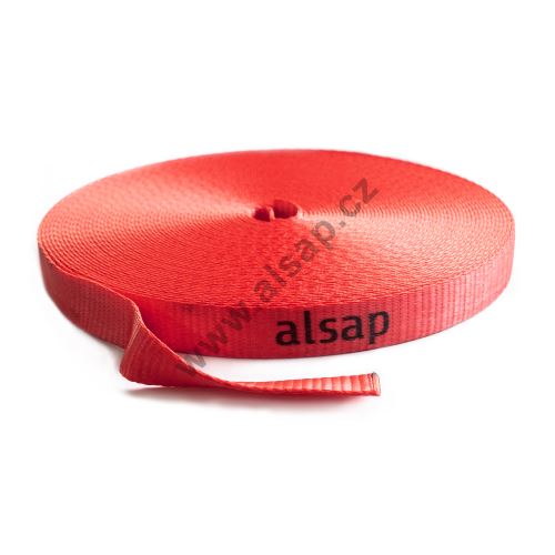 Popruh 25mm alsap, MBL 2000 daN, červený RAL 3020, 25 m