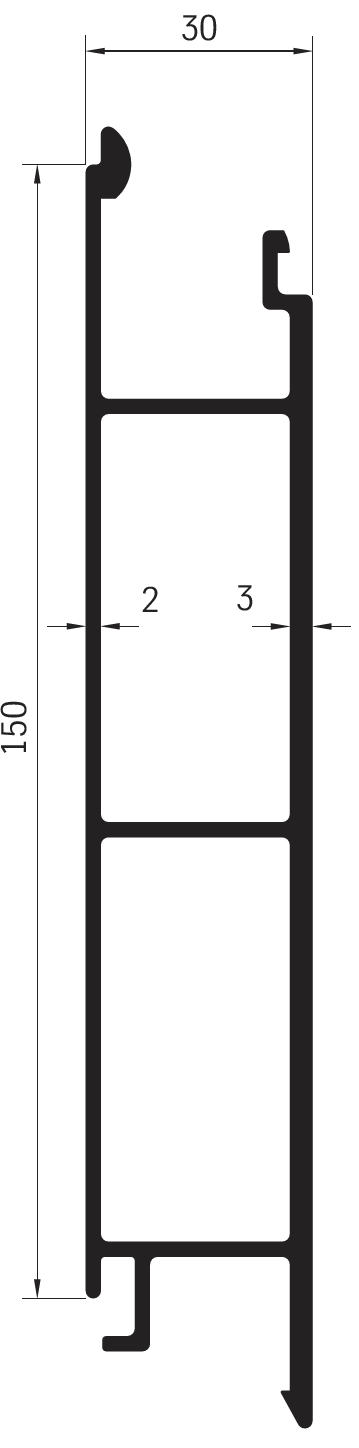 Profil bočnice sklápěče střední 150x30 mm