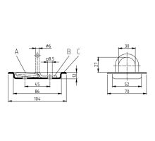 Small oval recessed lashing ring 350 daN, 104 × 70 mm, O6 mm, zinc plated (1)