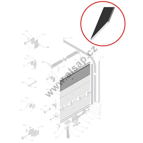 4 - Horní lamela, l= 2440mm, FIT roleta