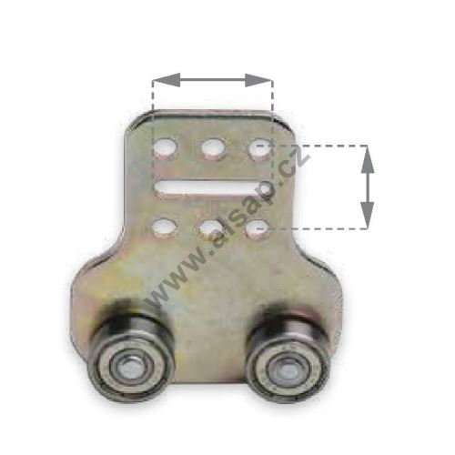 Double canvas trolley for steel guide profile 19 mm, 24x25 325075, galvanized