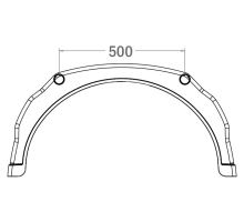 Plastic mudguard WL (white line), from 260 to 450 mm, inner hole o42 mm, Bawer (3)