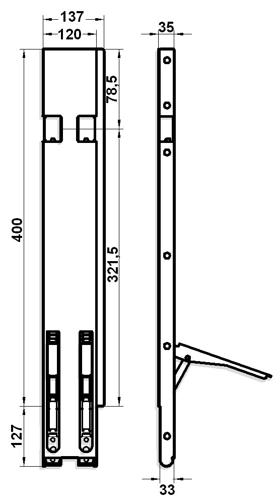 Sloupek zadní P BB10 400/ mm