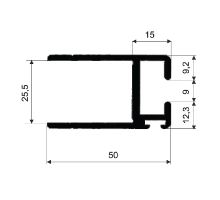 Profil lemovací 25 x 50 mm pro  sloupky MAX, elox, pro těsnění 222241 (1)