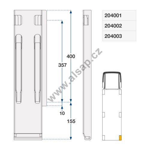 Sloupek zadní pravý kinnegrip ZN, 400 - 1000 mm
