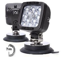 Work light 12 LED 1750lm / 17W, W82 black with switch and magnet, spiral cable 7m (1)