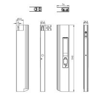 KLEVER dropside lock, plastic handle, L/R side, 310-610mm, without flange, upper latch pin (3)