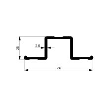 Profile omega 74 x 25mm, aluminum (1)