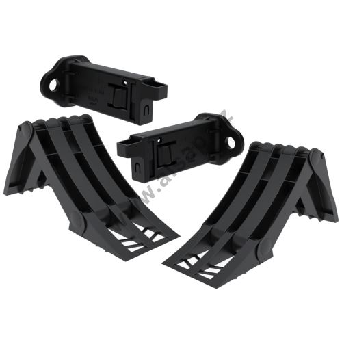 2 folding ORIGAMY E36 plastic wheel chocks, 320x120x151mm, black + 2 holders, LOKHEN