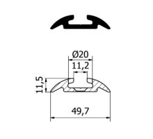 AirLine rail O20 mm, aluminium, surface-mounted oval 50x12 mm, 1000–2000 mm, without holes