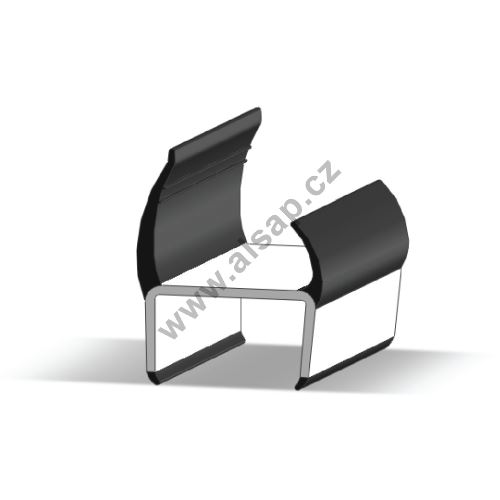 PVC seal 32mm black/grey, 2 tongues, 3.2 m N