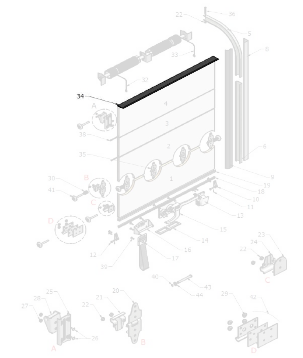 34 - horní těsnění l=2440mm, fit roleta