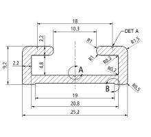 Profil pro těsnění HP, 25 x 9mm, hliník, BS5 pro plošinu (1)