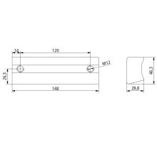 Threaded plate for hinge, 148x46mm, 2xM12x120mm aluminum (1)