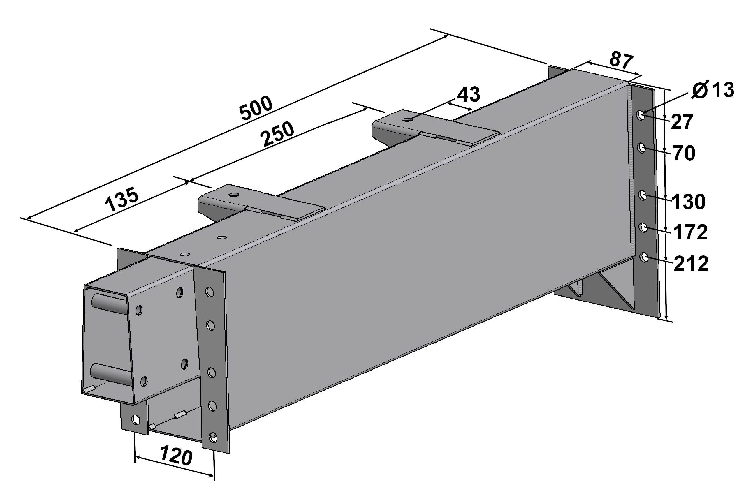 Prodloužení PSA 250 / 500 mm Fiat/Peugeot/Citroen , gzink, bílý lak