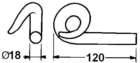 Hák kroucený pro řetěz o18mm, pravý