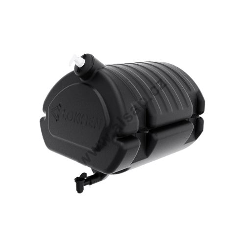Black 50L water canister with soap container