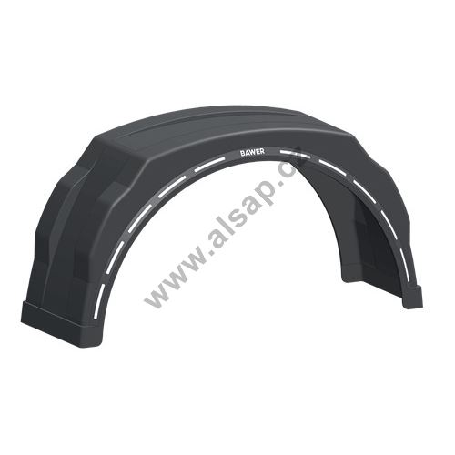 Plastic mudguard WL (white line), from 260 to 450 mm, Easy fit, o36 mm, Bawer