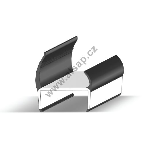 PVC seal 42mm black/grey, 2 lips, 3.2m N