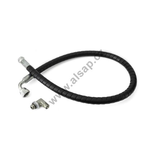 Hydraulic hose 1/2" with braided straight end, 90° elbow + 90° fitting 1m
