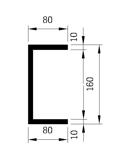 Profil U 160x80x10 mm