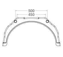 Flat-top plastic mudguard WL (white line), from 260 to 450 mm, inner hole o42 mm, Bawer (3)