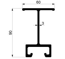 Crossbar profile 90 mm, (aluminium/anodised) (1)