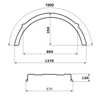 Plastic mudguard with inner fitting system o42 mm, WL (white line), 670x1900x1275 mm (2)