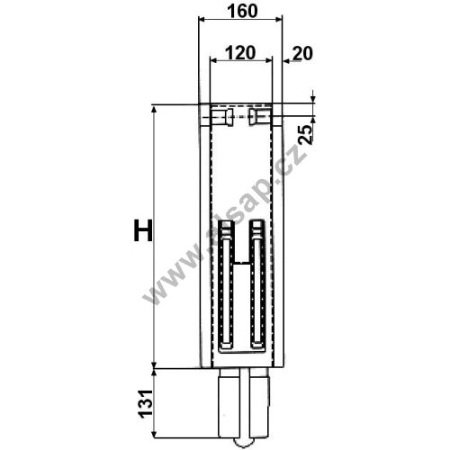 Column of tipper S36 medium, 800 / 120 mm, wedge-type - extendable (286)