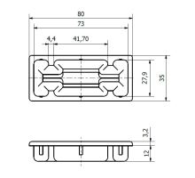 End cap for aluminium pillar 80 mm, 80 x 35 mm, rubber (1)