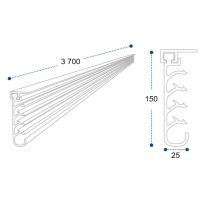 Rubber side skirt Anti-Spray, 3700x150x25mm, horizontal top profile for attachment (1)