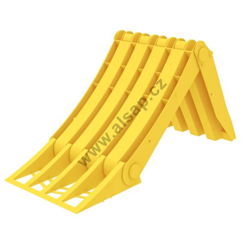 Folding chock ORIGAMY E53 plastic R 560mm 472x199x230mm, yellow LOKHEN DIN 76051