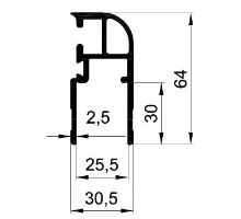 Rear edging profile K20, 25 x 64 mm - (aluminium/anodised) (1)