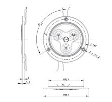Aluminum light 3 LED, recessed O160mm, 9-36V, 650 lm (1)