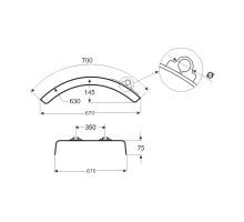 Plastic mudguard 1/2, from 430 to 670 mm, adjustable brackets, DOMAR DK20 (1)