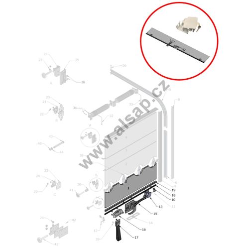 1, 13, 15, 16, 17, 18, 19-Seal lamella, gasket, handle, closure, strap, lock key, l=2440mm