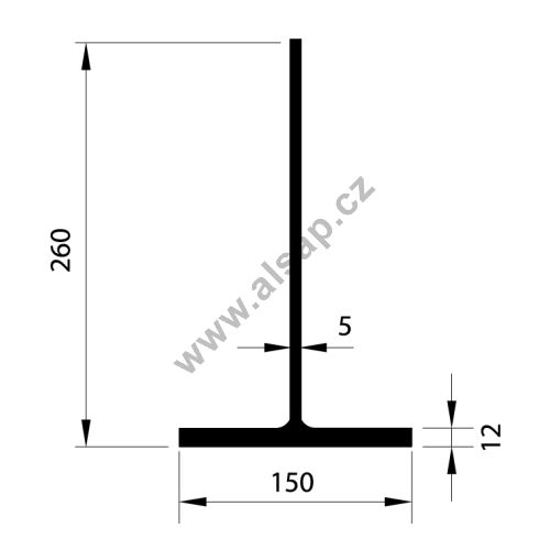 Load-bearing profile T 260/150, 12/5mm